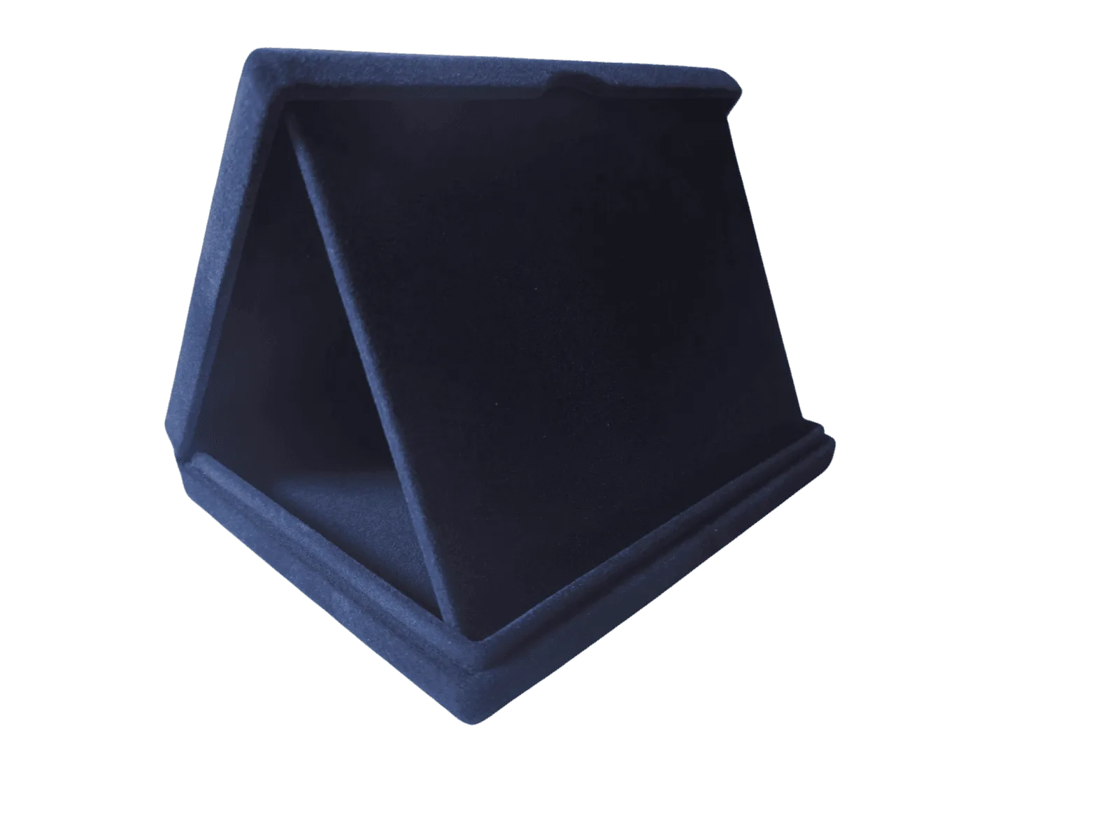 Estojo de veludo azul aberto