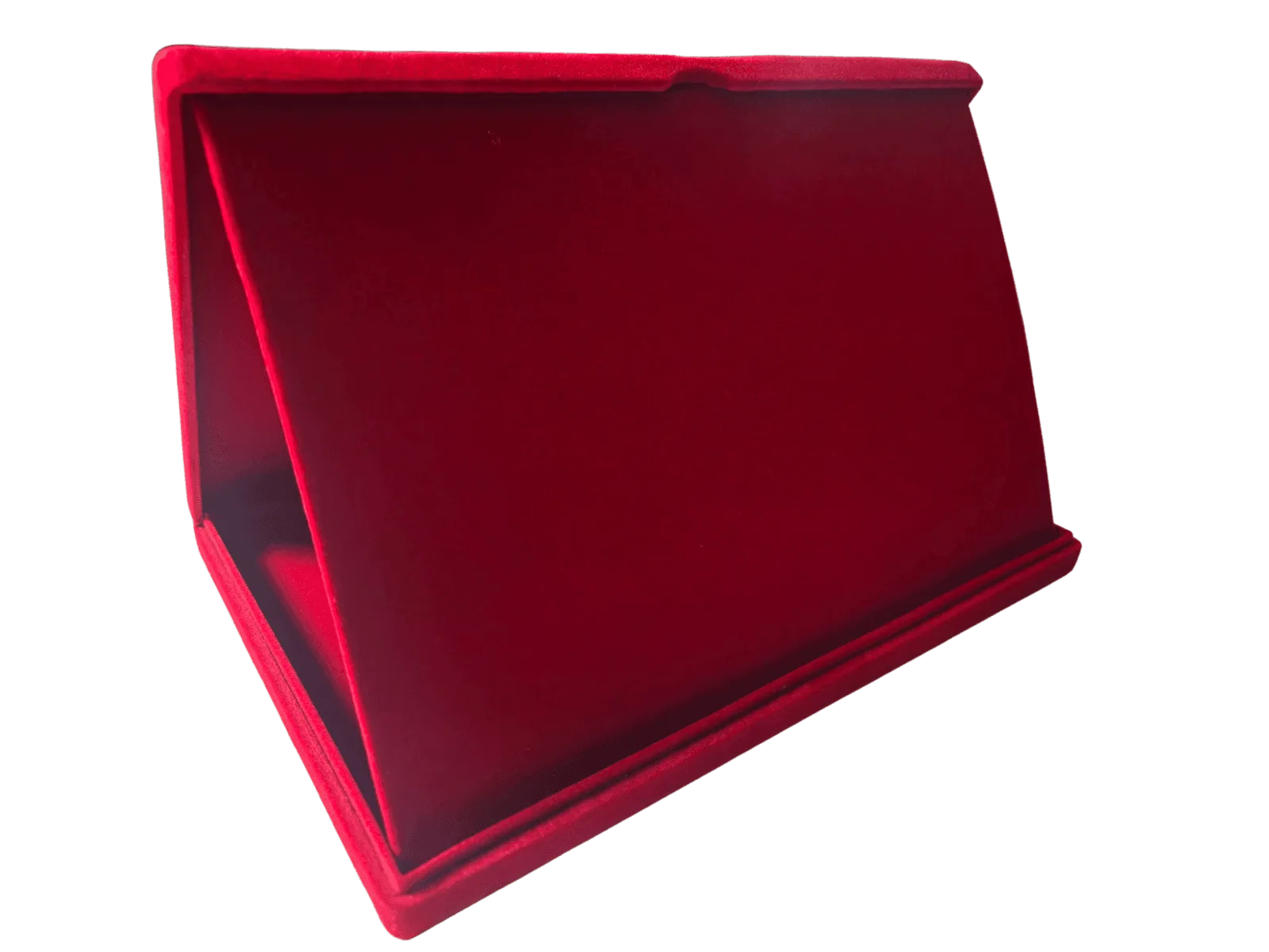 Estojo de veludo vermelho aberto
