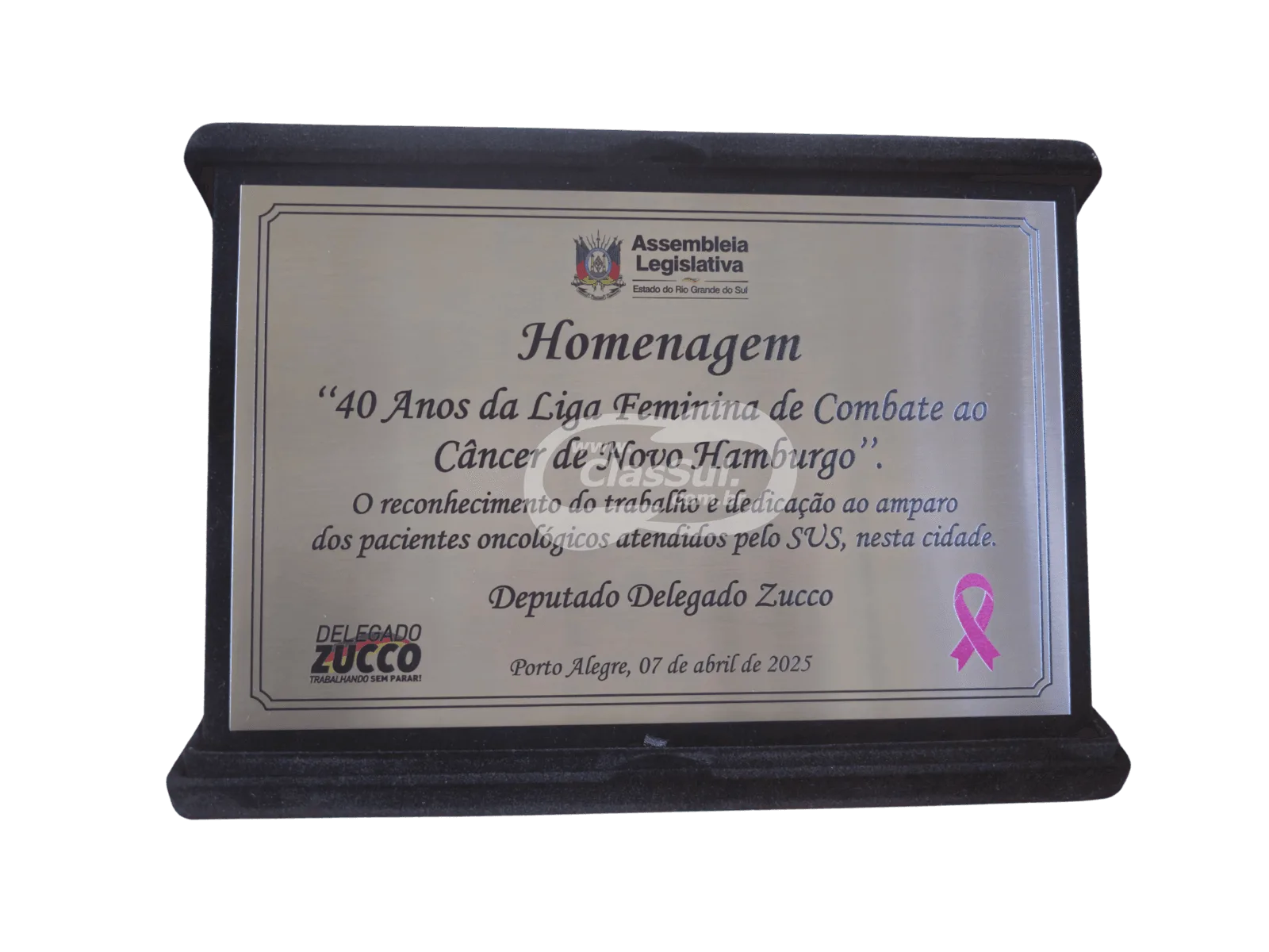 Placa de homenagem personalizada